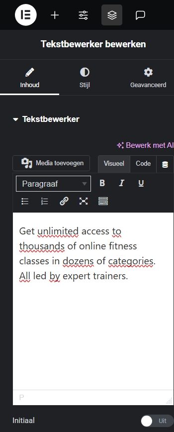 Bewerk menu