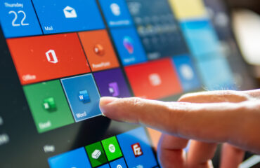 Touchscreen displaying Microsoft 365 software